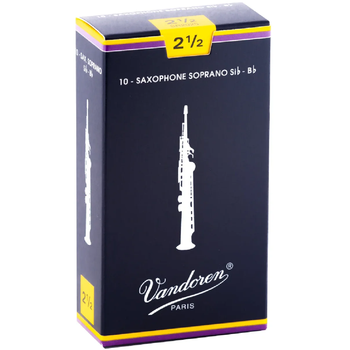 Vandoren SR2025 2.5; soprano saxophone reeds; Vandoren Traditional; 10/box