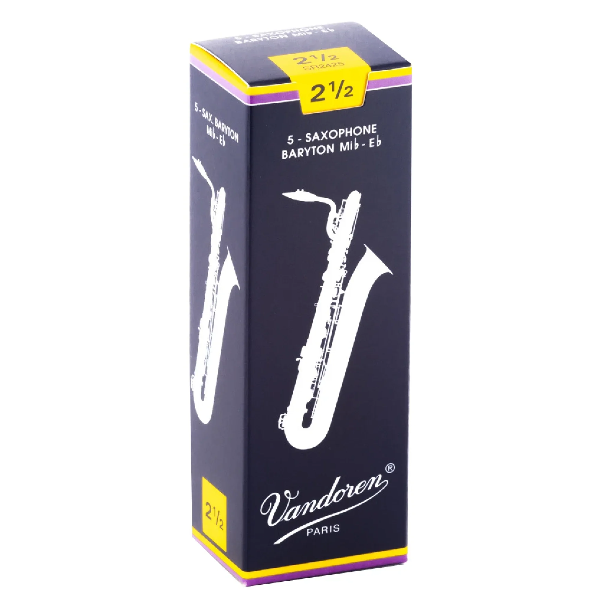 Vandoren SR2425 Traditional Baritone Sax Reeds - Strength 2.5 (Box of 5)