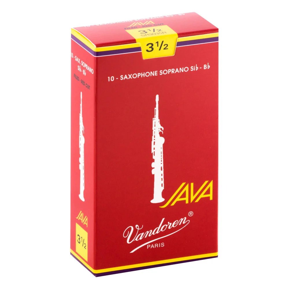 Vandoren SR3035R Soprano Sax Java Red Reeds Strength #3 1/2; Box of 10