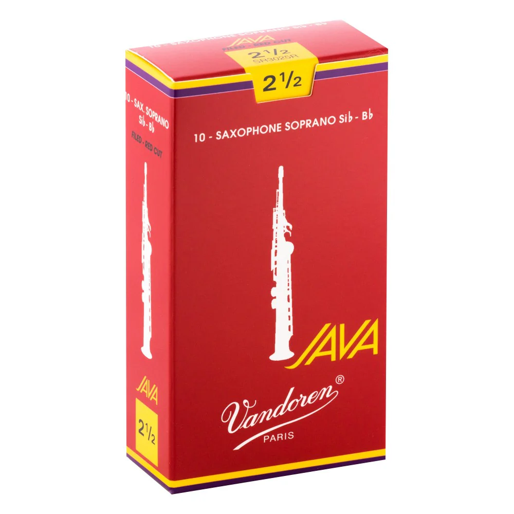 Vandoren SR3025R Soprano Sax Java Red Reeds Strength #2 1/2; Box of 10