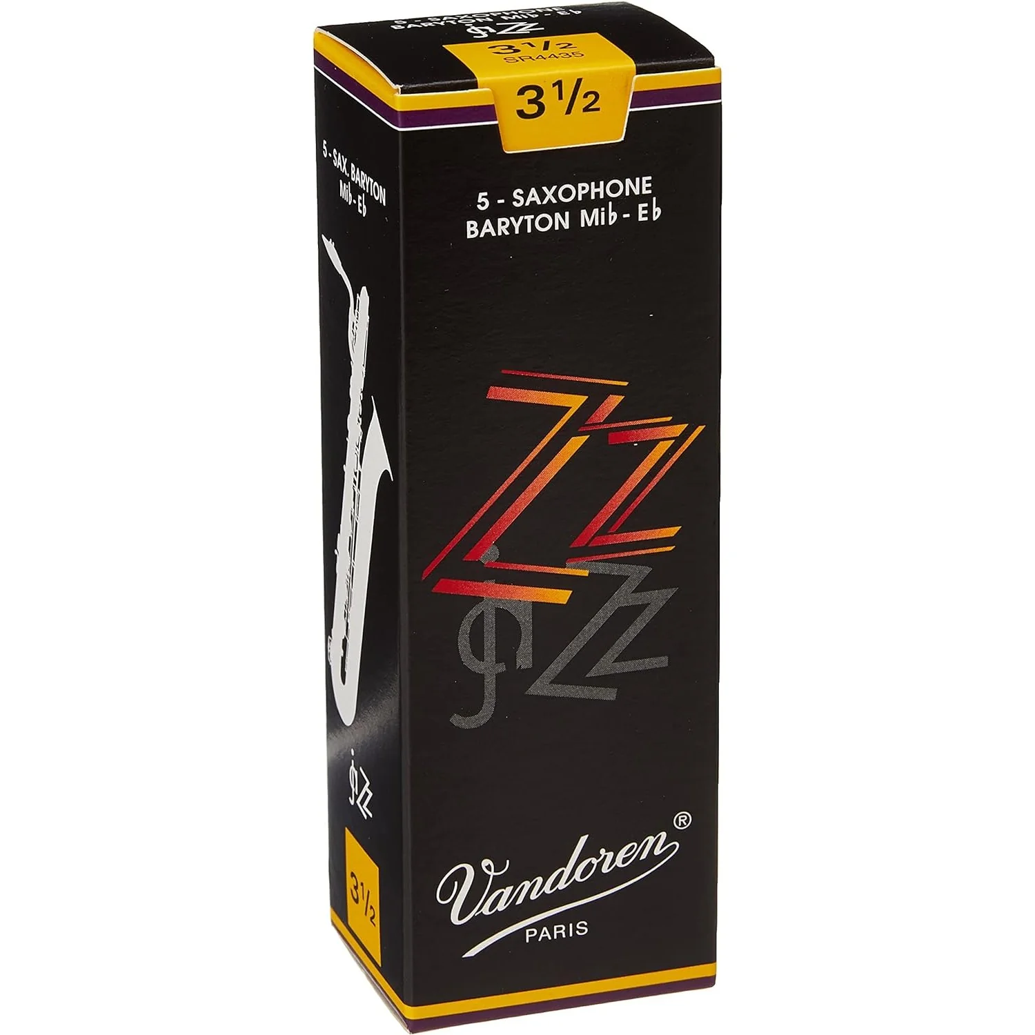 Vandoren SR4435 ZZ Baritone Saxophone Reeds - Strength 3.5 (Box of 5)