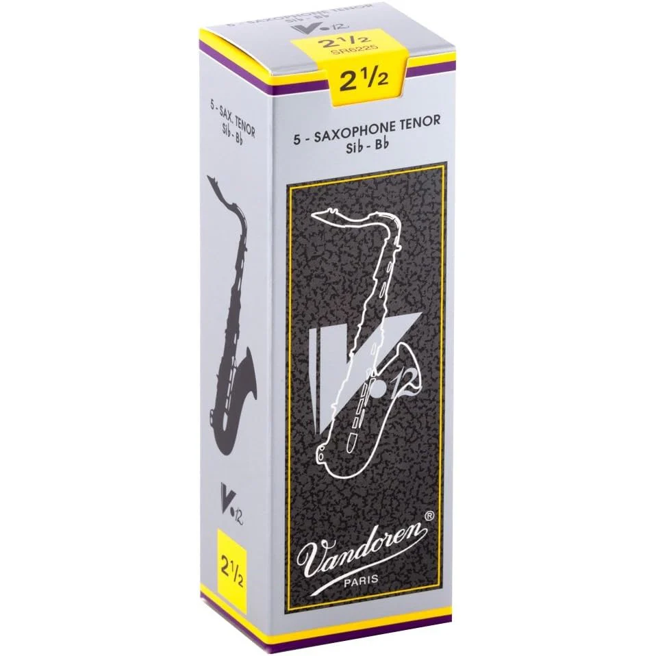 Vandoren SR6225 V-12 Tenor Sax Reeds - Strength 2 1/2 (Box of 5)