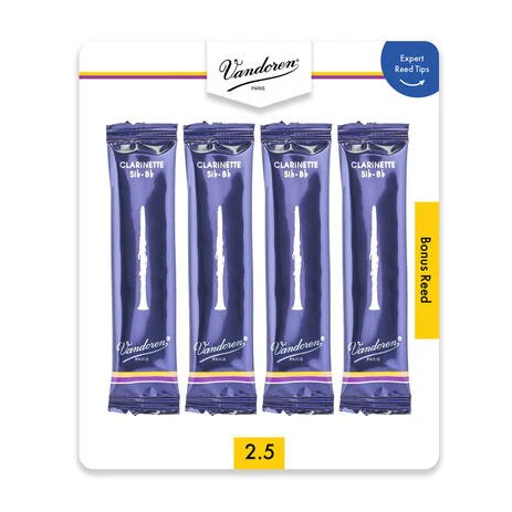 Vandoren V4CR1025 Traditional Bb Clarinet Reed #2.5 Card of 4