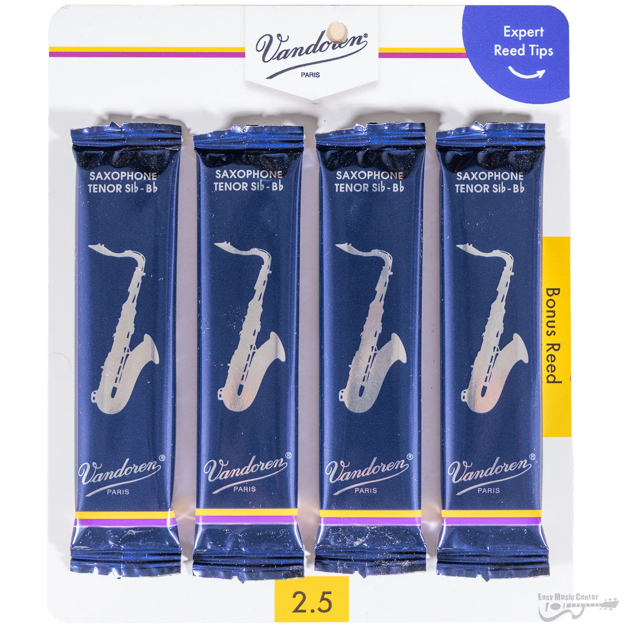 Vandoren V4SR2225 Traditional Tenor Sax Reed #2.5 Card of 4