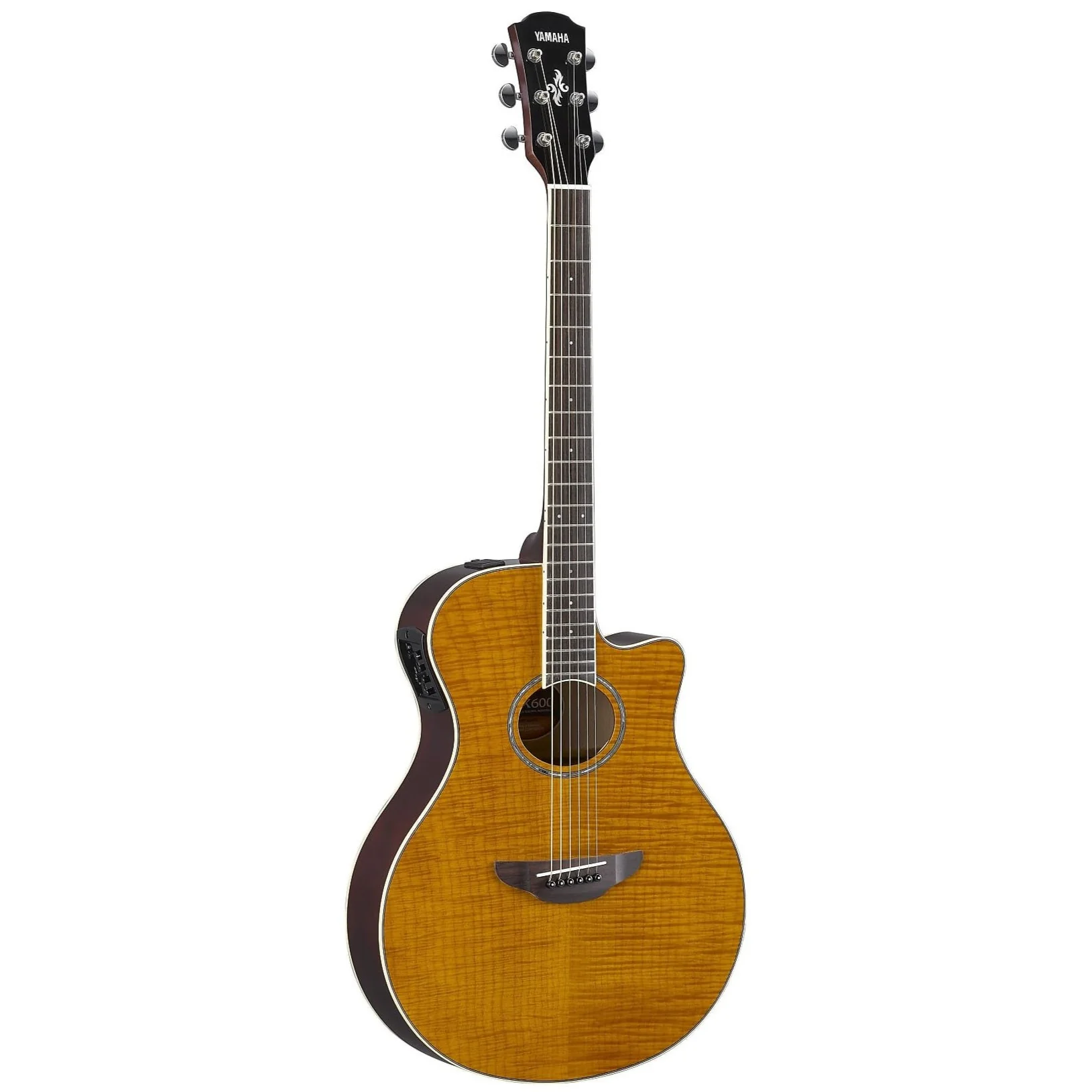 Yamaha APX600FM-AM Thinline Acoustic-Electric Guitar, Flamed Maple Amber