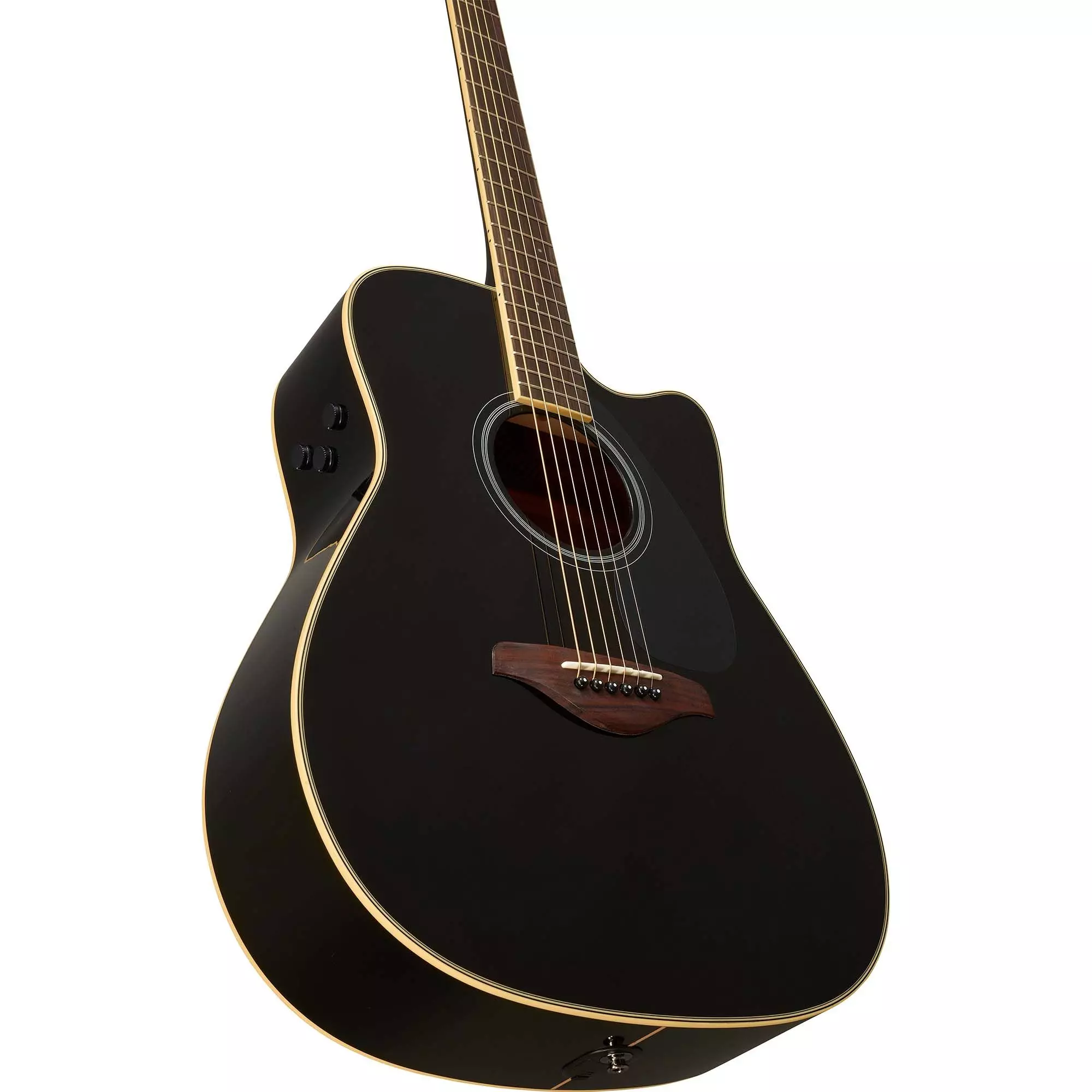 Yamaha FGC-TA-BL Folk Guitar, Trans-Acoustic w/Cutaway and Electronics, Black - Image 4