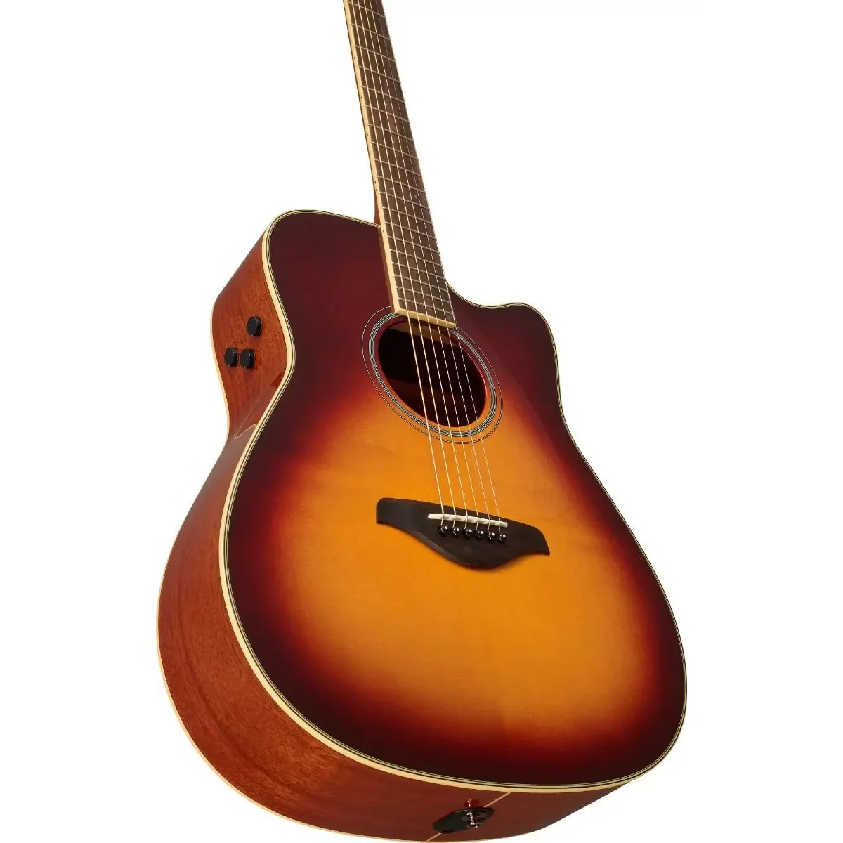 Yamaha FGC-TA-BS Folk Guitar, Trans-Acoustic w/Cutaway and Electronics, Brown Sunburst - Image 4