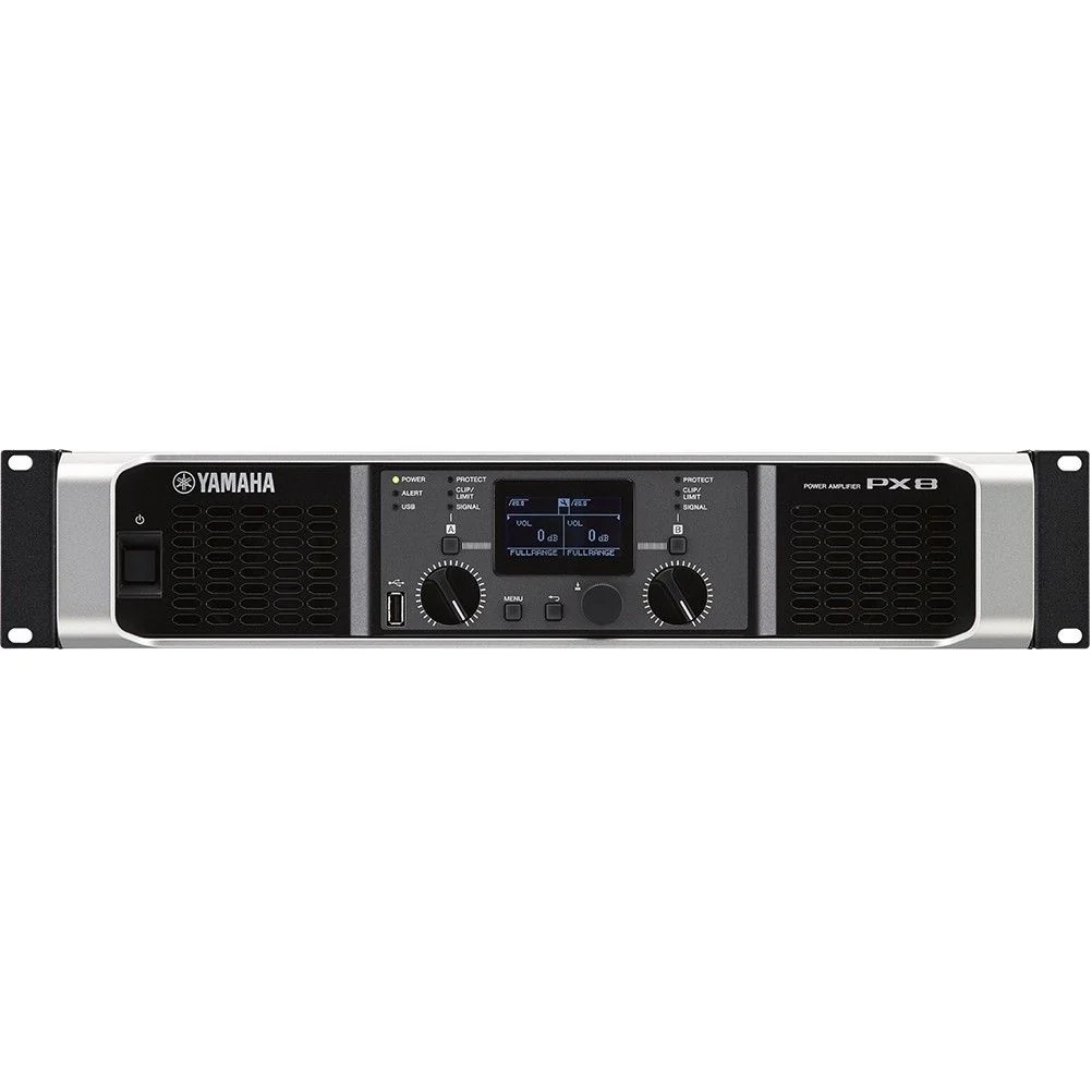 Yamaha PX8 Dual-channel Power Amp 1050 watts x 2 @ 4 Ohm, Class-D, Built in DSP, 2RU